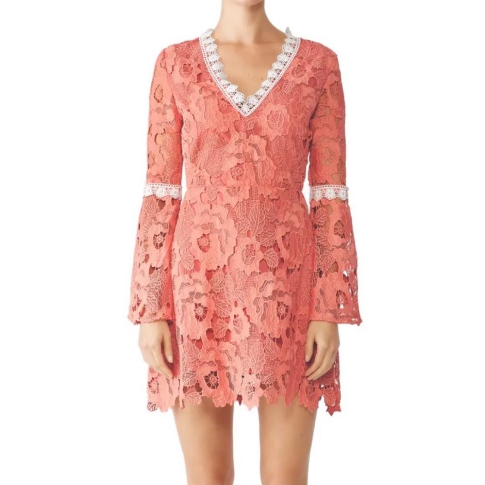 Alexia Admor Pink Contrast Lace Dress size L
